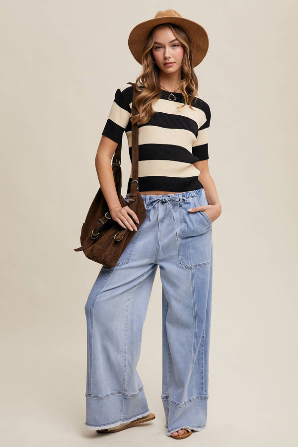 Tyra Ribbed Light Knit Sweater Top