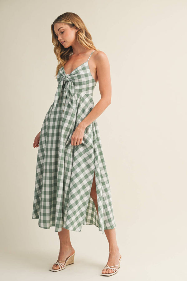 Athens Tie-Front Gingham Dress