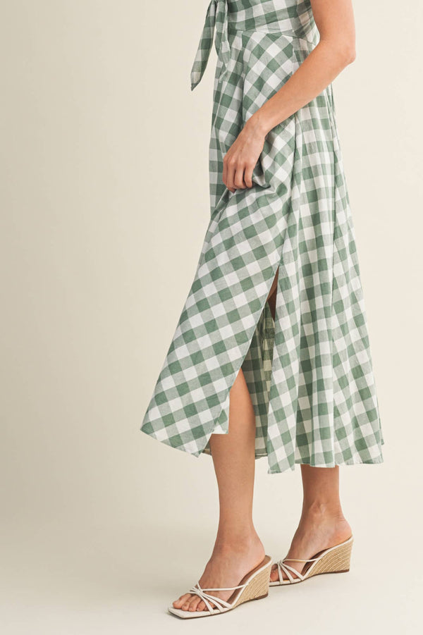 Athens Tie-Front Gingham Dress