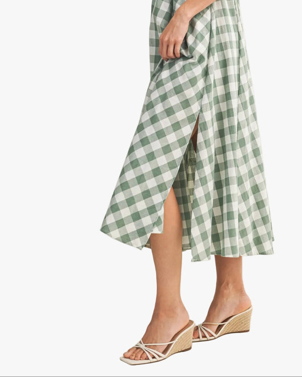 Athens Tie-Front Gingham Dress