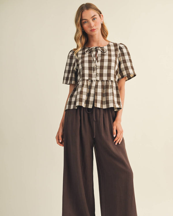 Ginger Gingham Peplum Blouse