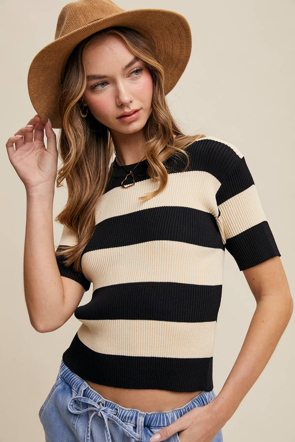 Tyra Ribbed Light Knit Sweater Top