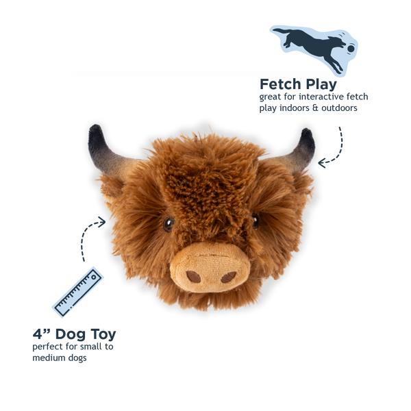 Highland Cow 2-in-1 Fetch Ball Dog Toy