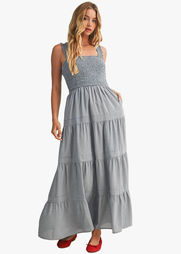 Easton Striped Tiered Dress