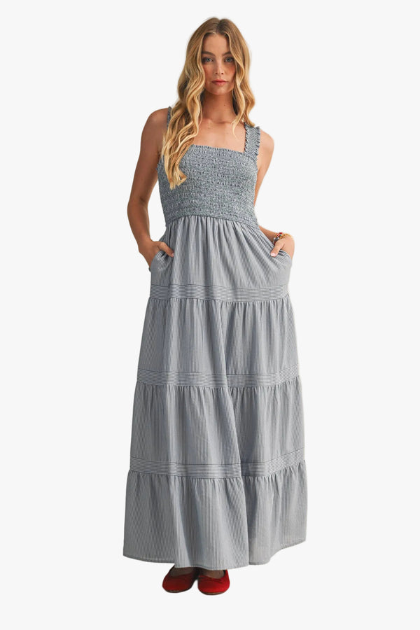 Easton Striped Tiered Dress