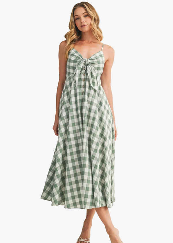 Athens Tie-Front Gingham Dress