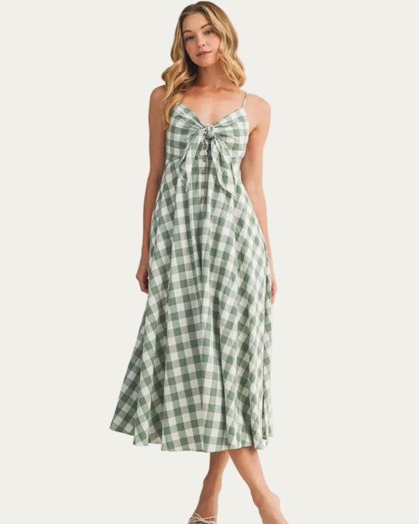 Athens Tie-Front Gingham Dress