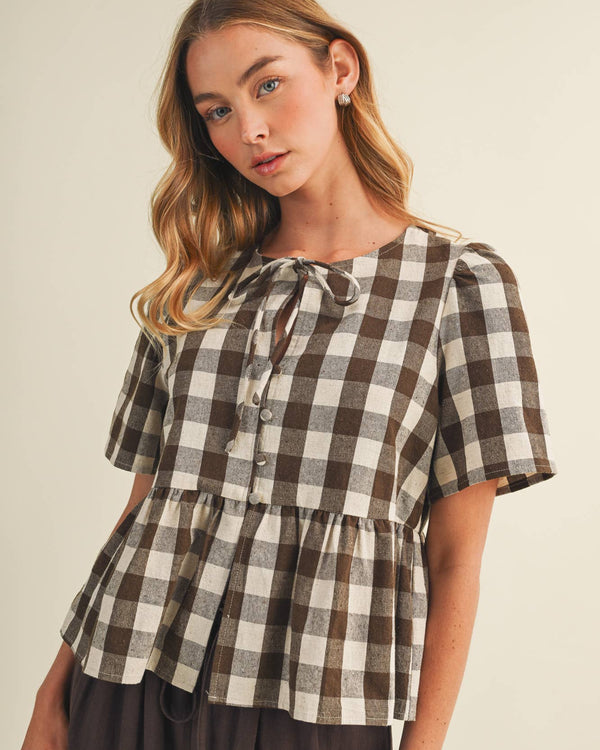 Ginger Gingham Peplum Blouse