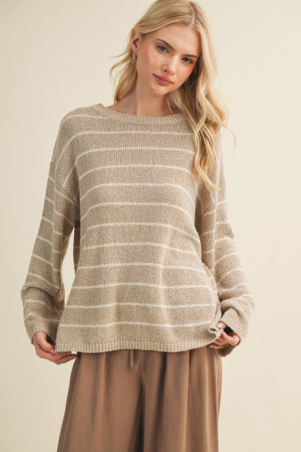Beau Striped Drop Sleeve Sweater