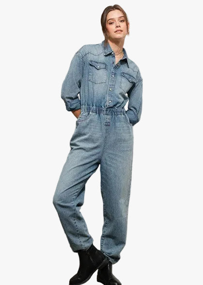 Keaton Pearl Snap Jumpsuit