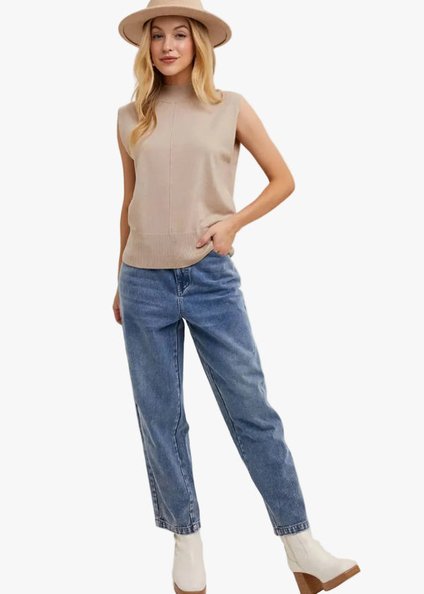 Athena Mock Neck Sleeveless Tee