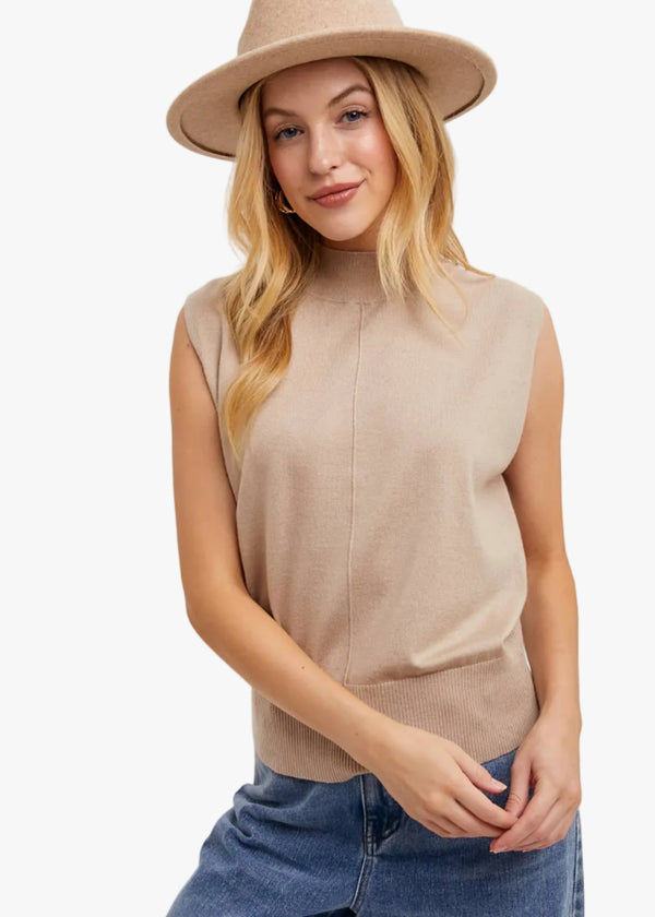 Athena Mock Neck Sleeveless Tee