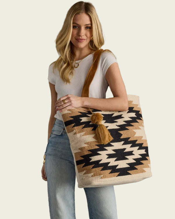 Cream, Black & Tan Western Tote