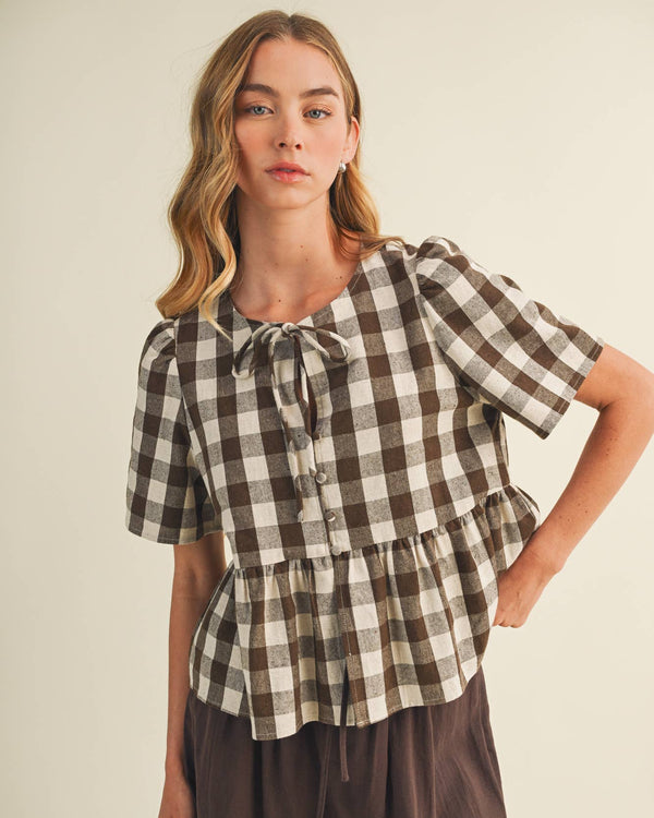 Ginger Gingham Peplum Blouse