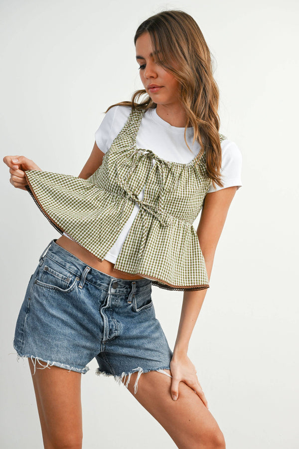 Marci Tie-Front Peplum Top