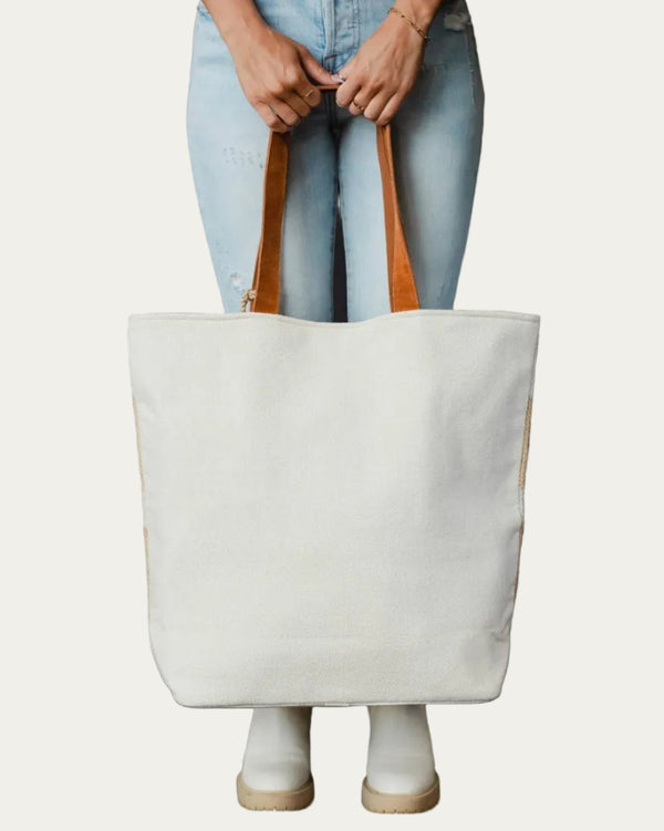 Cream & Tan Aztec Tote