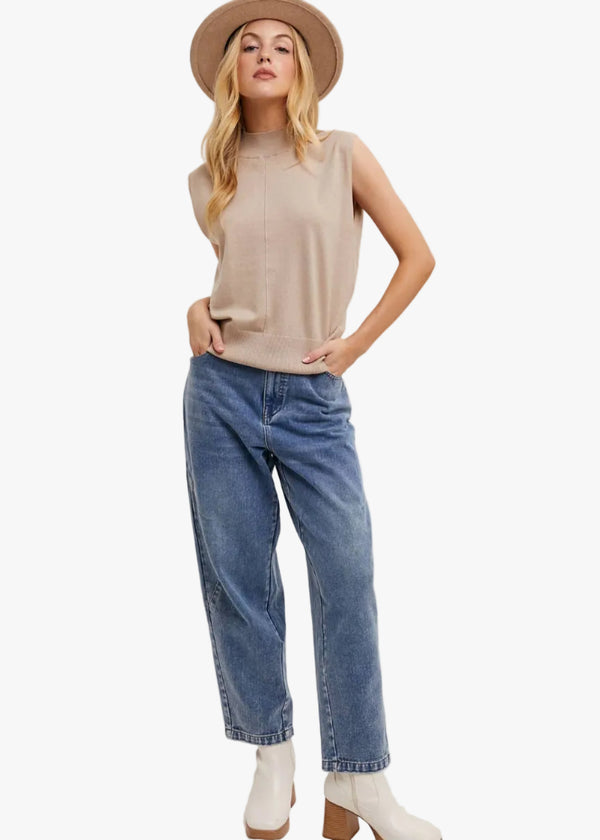 Athena Mock Neck Sleeveless Tee