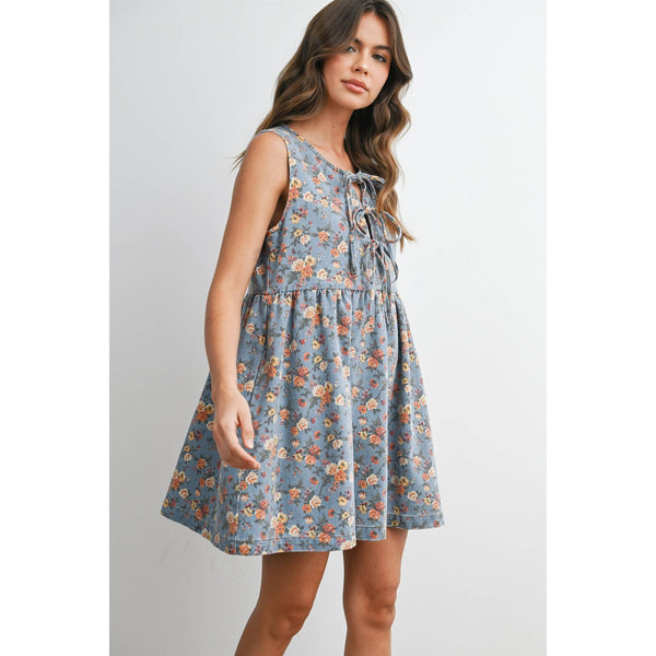Kasey Floral Tie-Front Babydoll Dress