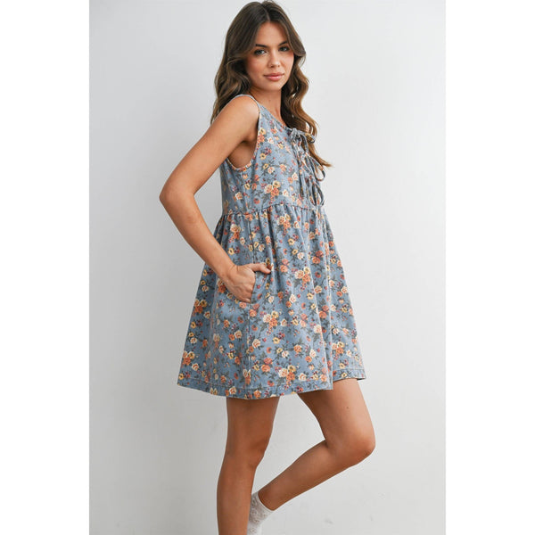 Kasey Floral Tie-Front Babydoll Dress