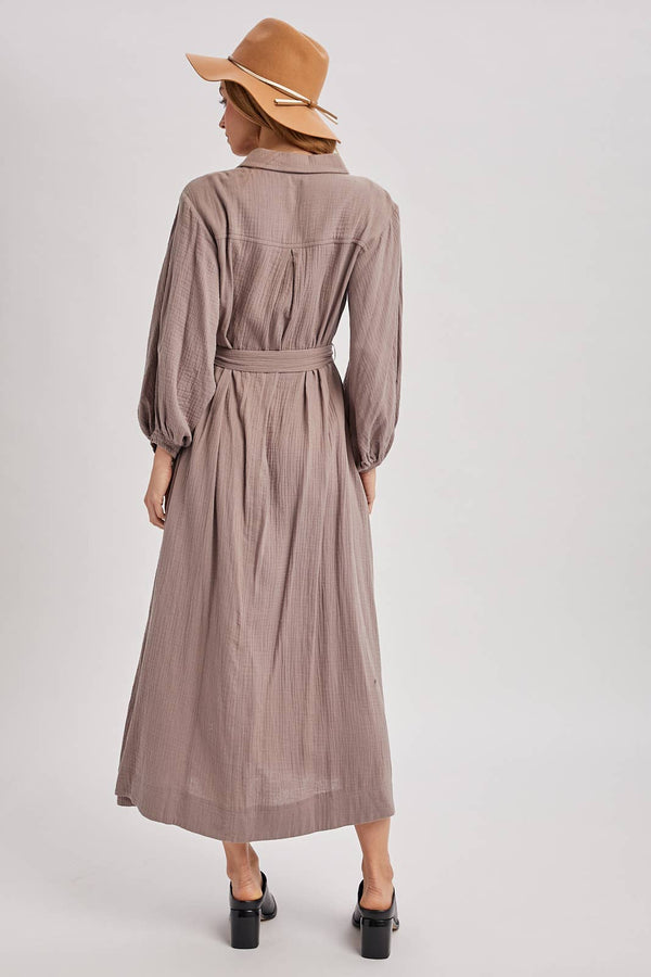 Bubble Sleeved Belted Tunic Dress