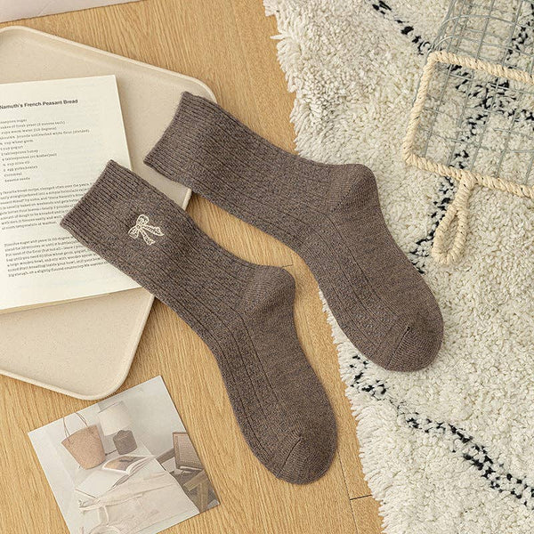Milla Bow Embroidery Crew Sock