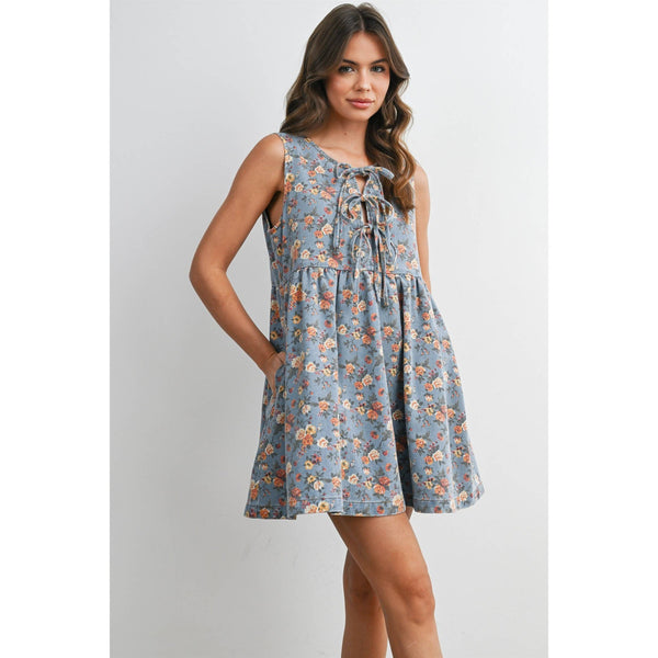 Kasey Floral Tie-Front Babydoll Dress