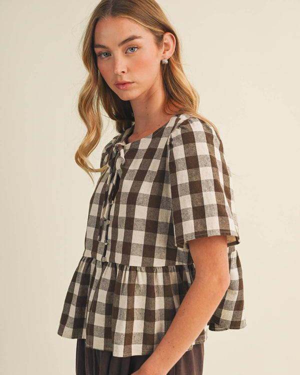 Ginger Gingham Peplum Blouse