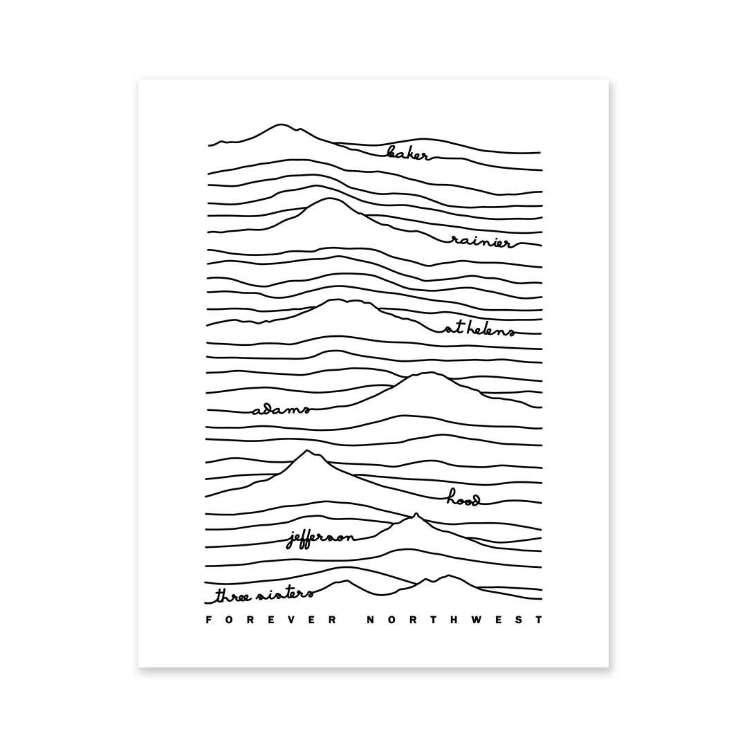 Cascade Mountain Range Print | White