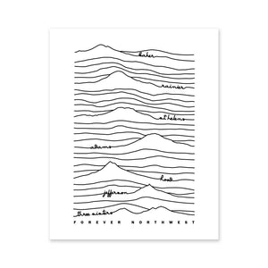 Cascade Mountain Range Print | White