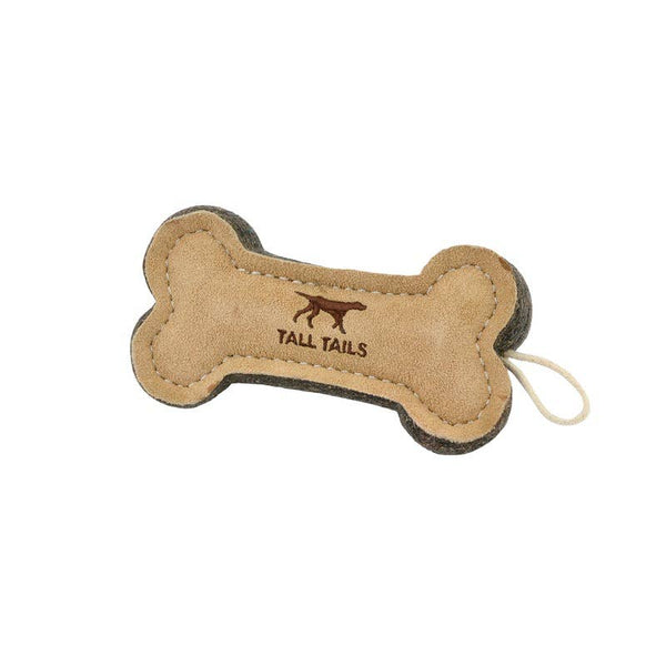 Tall Tails Natural Leather & Wool Bone Toy - 6"