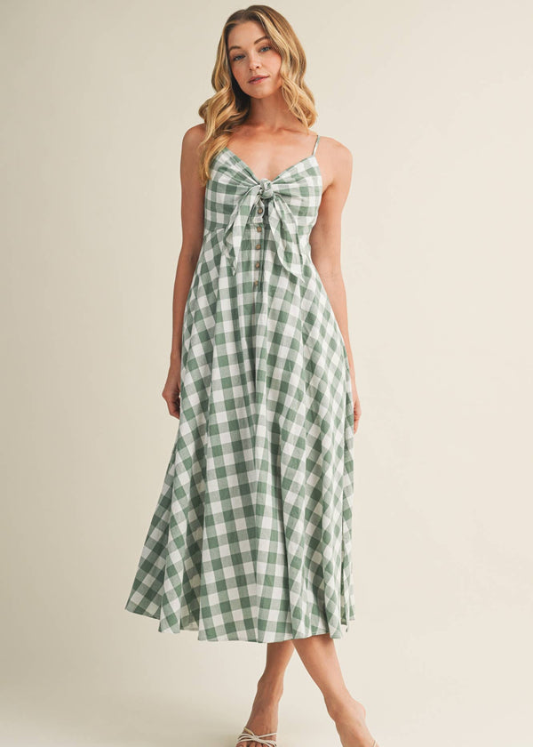 Athens Tie-Front Gingham Dress