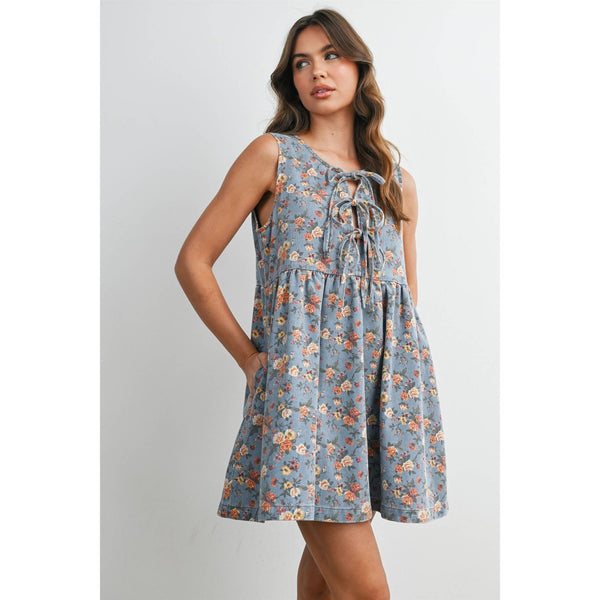 Kasey Floral Tie-Front Babydoll Dress