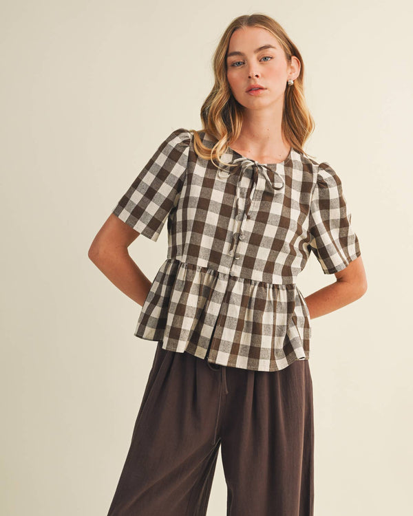Ginger Gingham Peplum Blouse