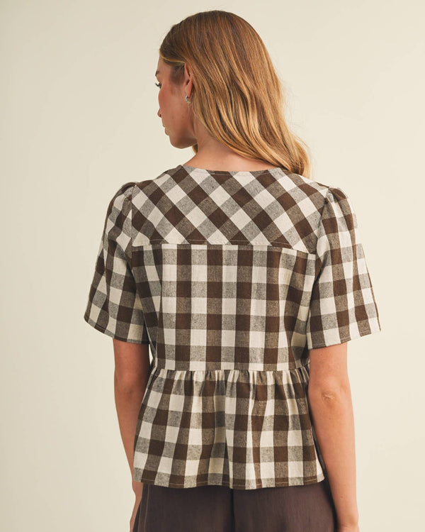 Ginger Gingham Peplum Blouse
