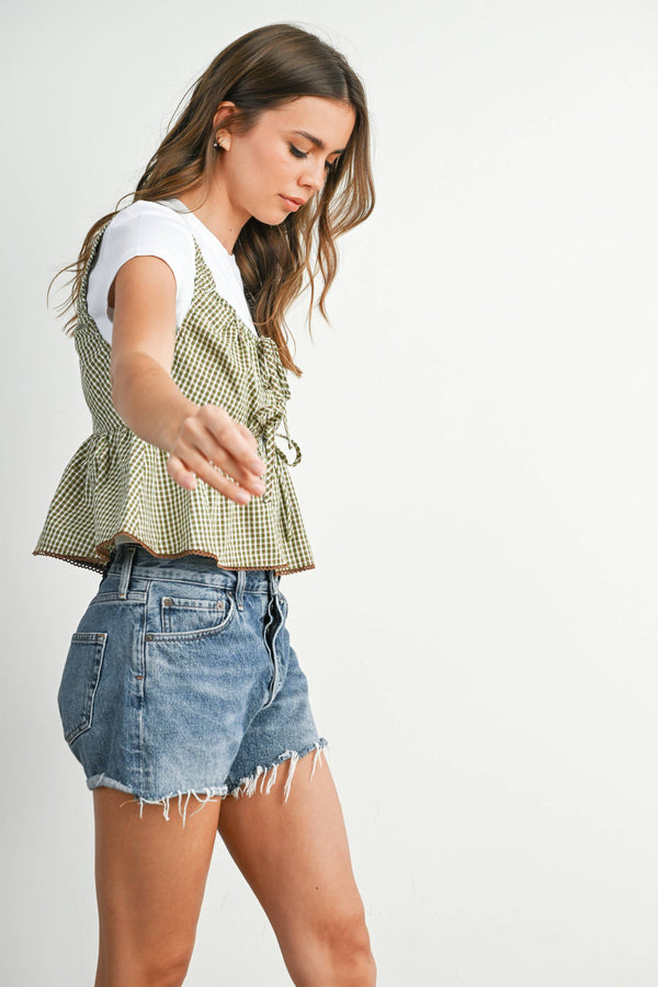 Marci Tie-Front Peplum Top