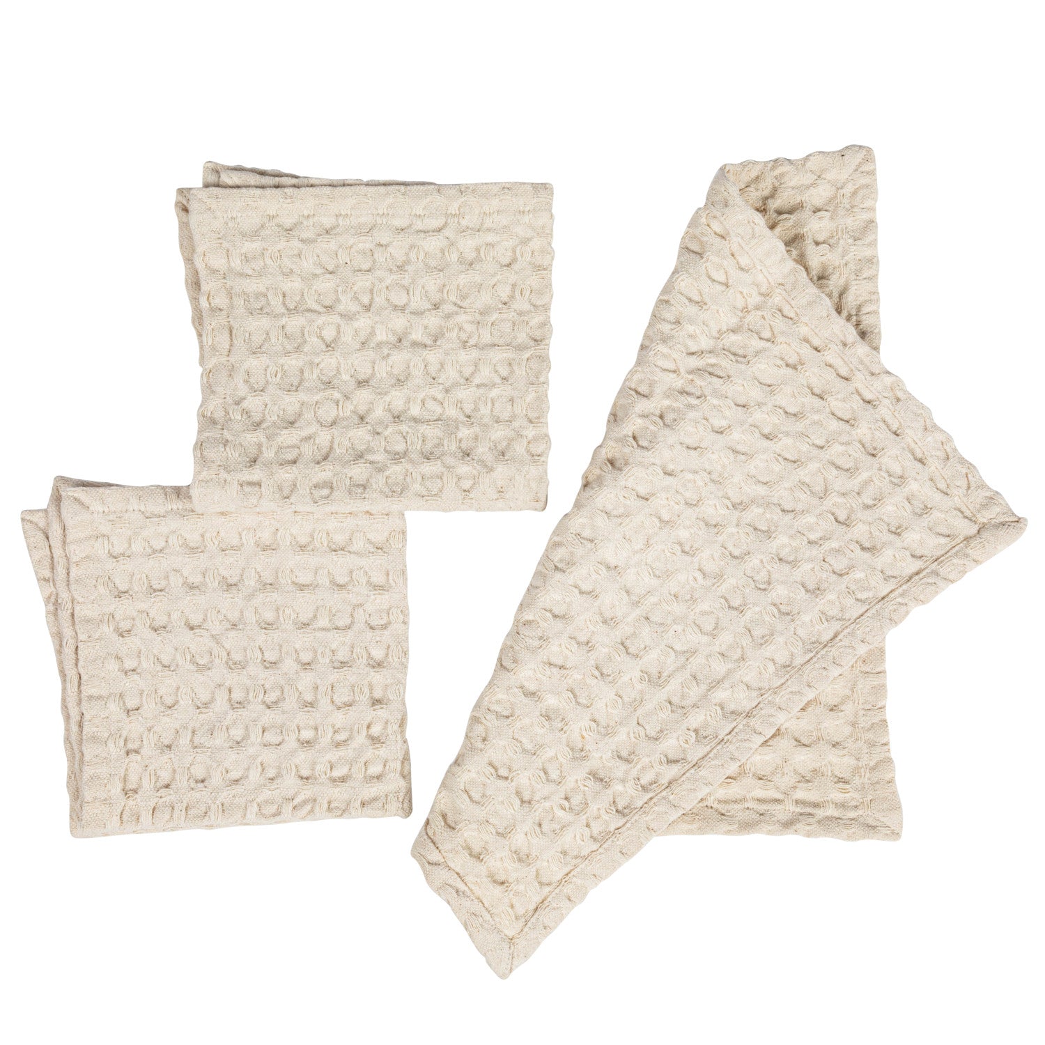 Cream Waffle Dish Towel Set