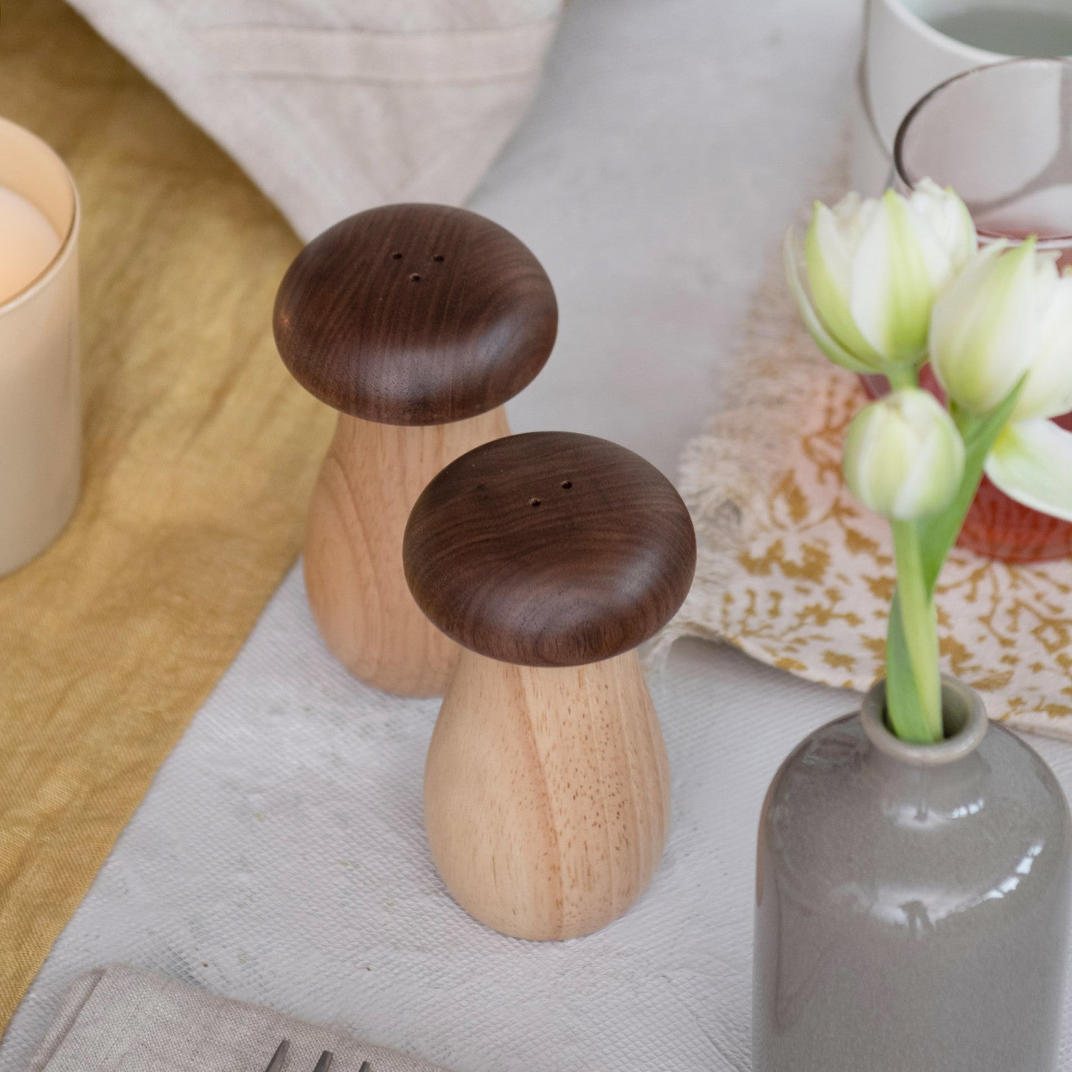 Mushroom Wood Salt & Pepper Set