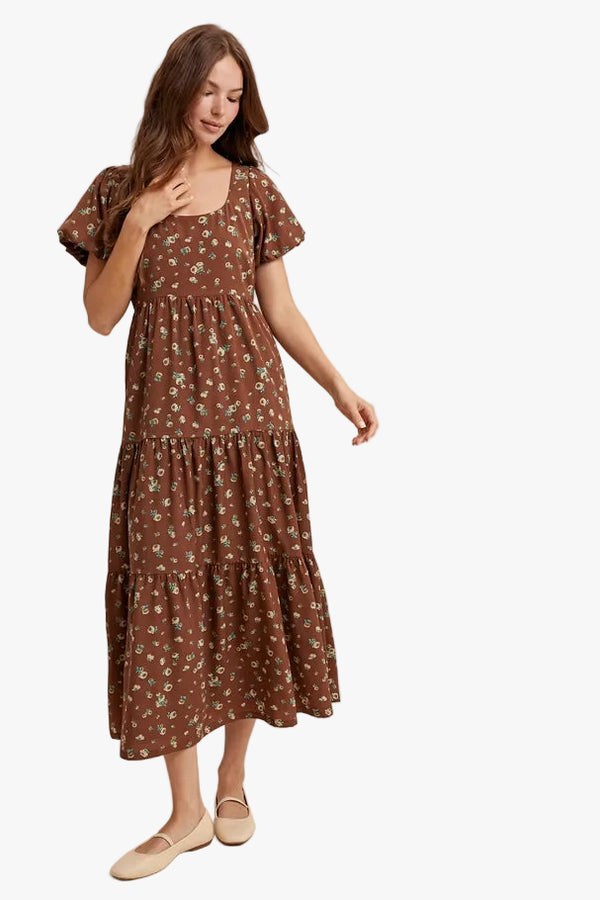 Allie Puff Sleeve Midi Dress