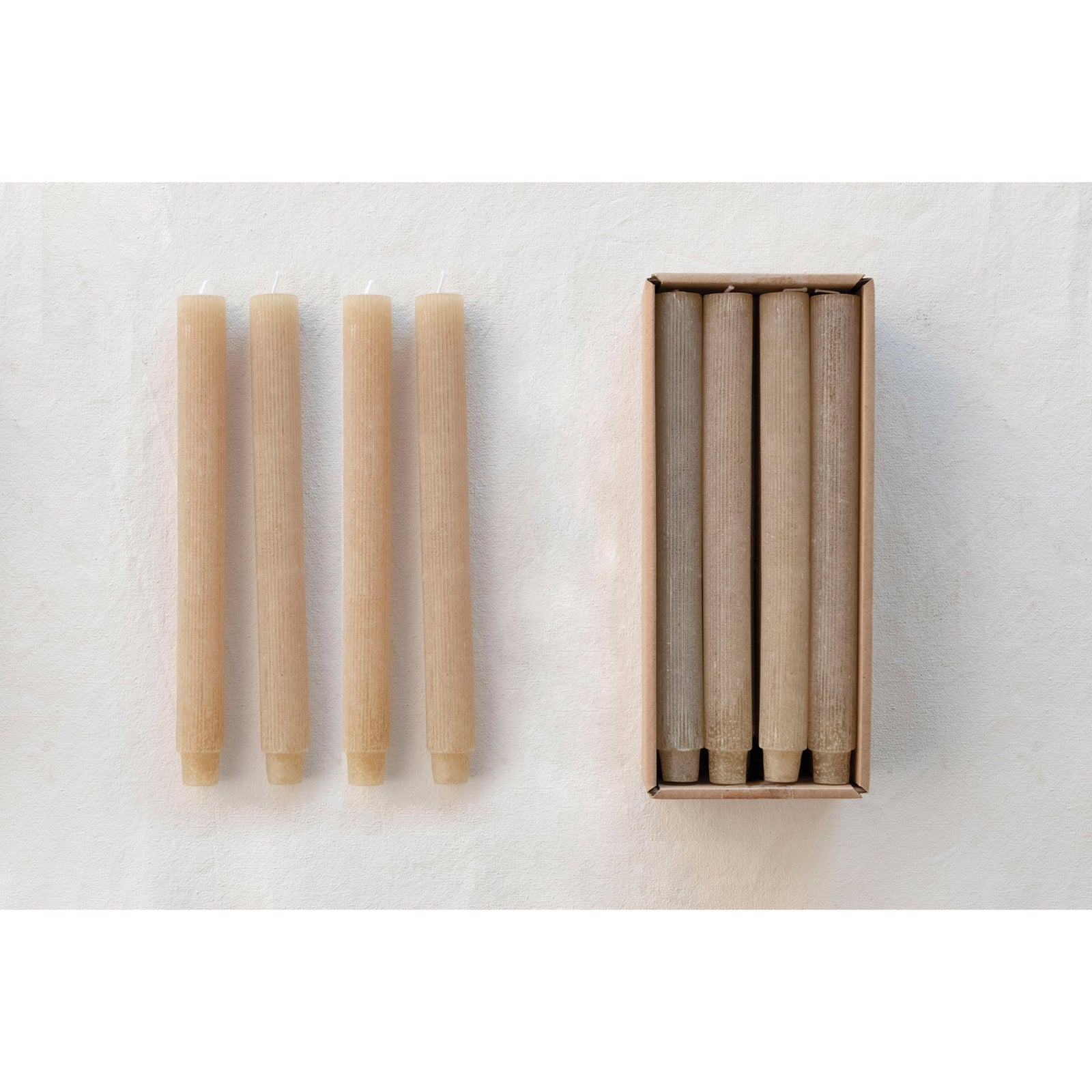 Pleated Powder Taper Candle | Linen