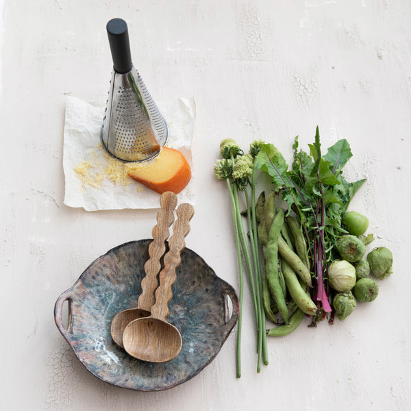 Carved Mango Wood Salad Servers
