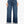 Woman in a white shirt wearing a pair of straight legged jeans with the bottoms cuffed on a white background.