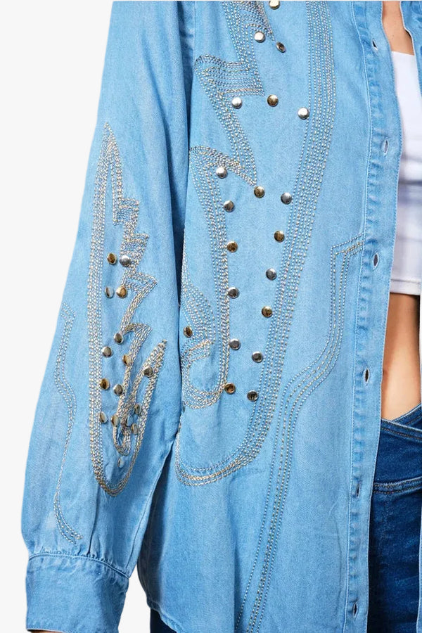 Nicolette Chambray Studded Shirts