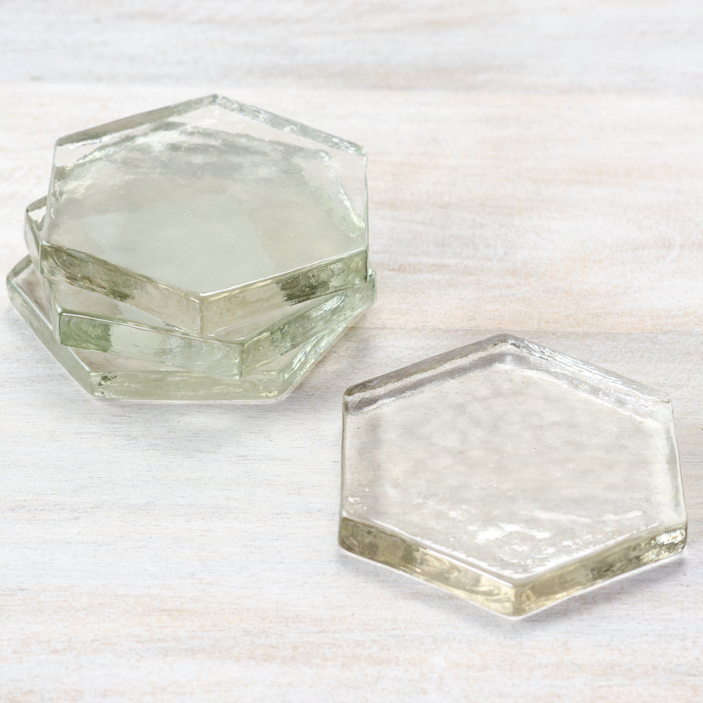 Hex Glass Coaster Set