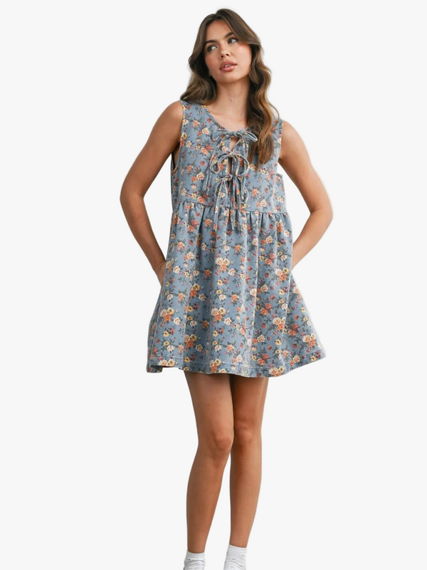 Kasey Floral Tie-Front Babydoll Dress