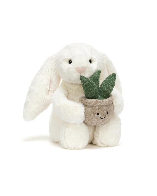 Cream Bunny With Plant