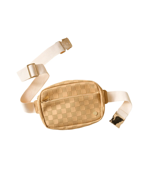 Tan Checkerboard Belt Bag