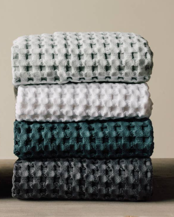 Charcoal Organic Cotton Waffle Hand Towel