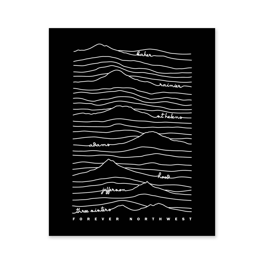 Cascade Mountain Range Print | Black