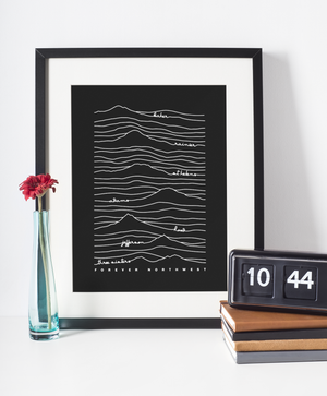 Cascade Mountain Range Print | Black