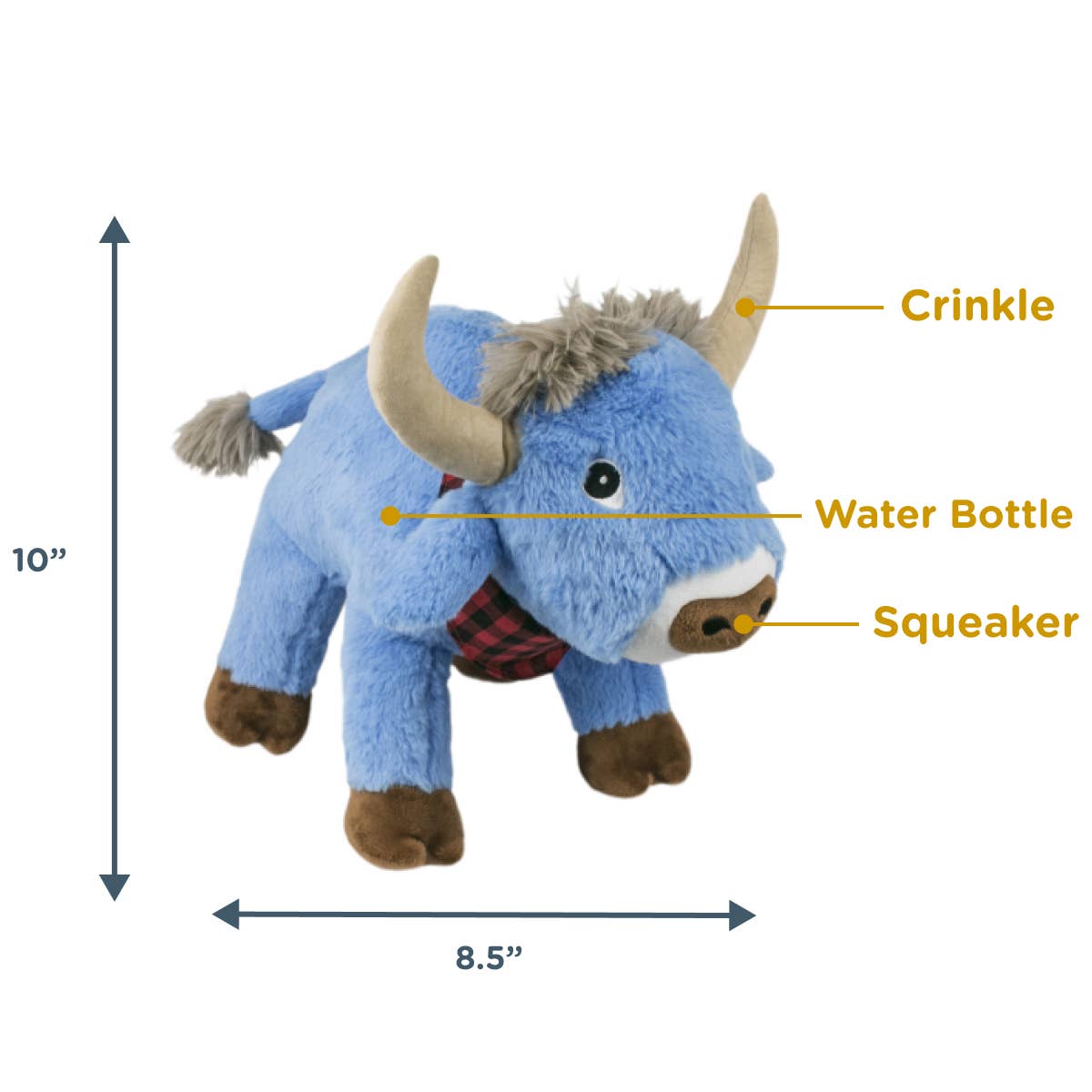 Crunch Plush Blue Ox Dog Toy